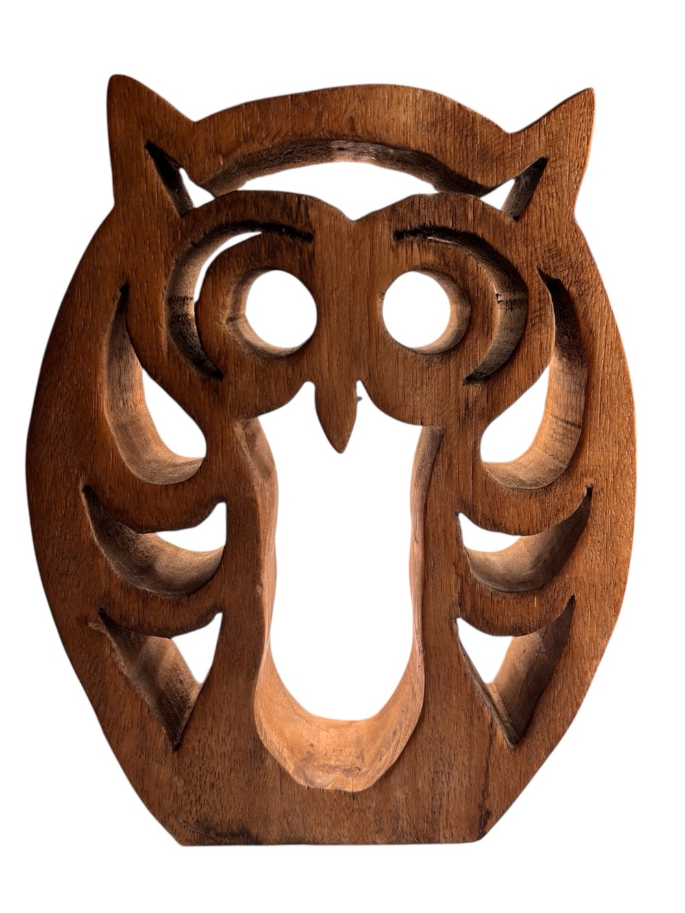Handcrafted Wooden Owl Wall Decor - Brown 10” tall 2”wide.